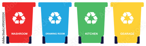 Recycling Bins For Household Waste Segregation.