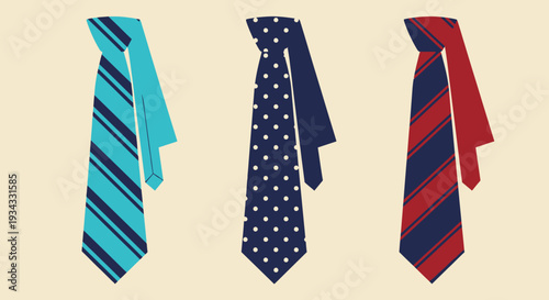 Three colorful neckties with different patterns and designs.