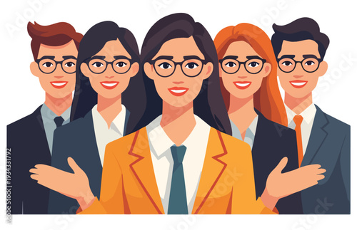 business, squadra, persone, uomo, donna, gruppi, uomini d'affari, uffici, lavoro d'equipe, addicersi a, lavoro, persona, partenariato, vettoriale, avatar, di successo, successo, sorriso, illustrazione