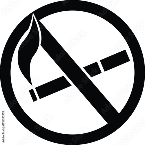no smoking sign vector, Clear warning symbol for no smoking areas showing a cigarette crossed out