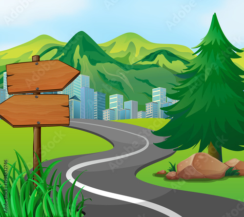 road in the mountains, Winding road in the mountains at sunset, stretching into the distance