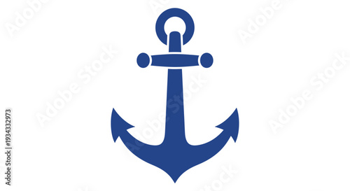 Simple Blue Anchor Icon Isolated White Background