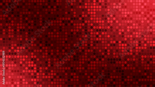 Abstract digital mosaic background illustration featuring deep red color gradients and dot patterns.