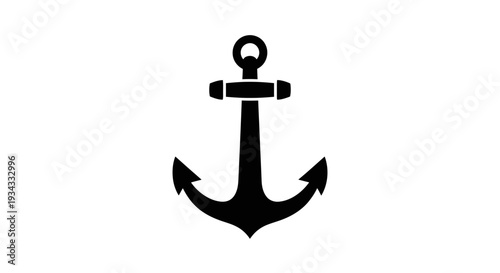 Simple Black Anchor Icon Isolated White Background