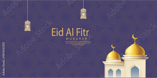 Elegant vector illustration for eid mubarak celebrations in purple