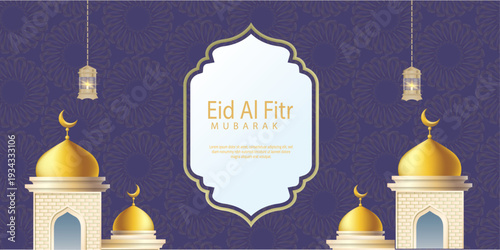 Elegant vector illustration for eid mubarak celebrations in purple