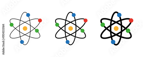 Atom vector icon set. Physics icon. Medical and Healthcare icons. Vector illustration.