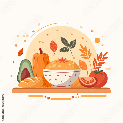 Autumn Harvest Bounty A Wholesome Spread of Fresh Produce and Grains