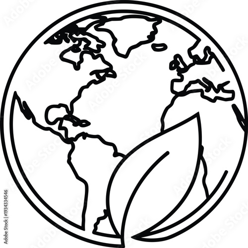 Eco friendly earth with leaf icon in simple design