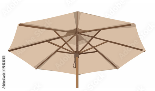 Garden Patio Umbrella Low Angle Perspective Beige Outdoor Sunshade Vector Illustration