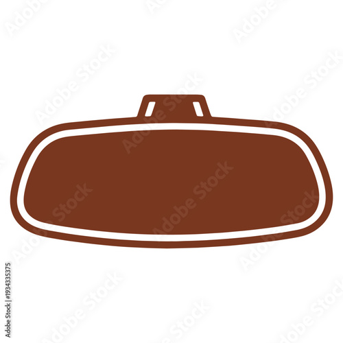 Vintage Car Interior Rearview Mirror Illustration in Brown and White on a Clean Background Depicting Automotive Technology