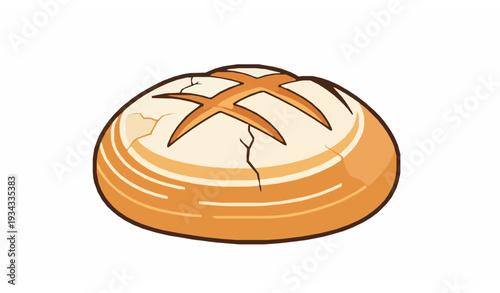 Handcrafted Rustic Sourdough Bread Loaf Golden Crust Bakery Vector Illustration