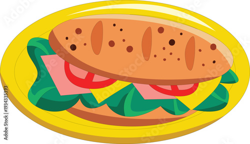 sandwich with cheese and sausage, A close-up of a sausage sandwich with melted cheese, caramelized onions, and mustard, served on a crusty bun at a food truck festival.