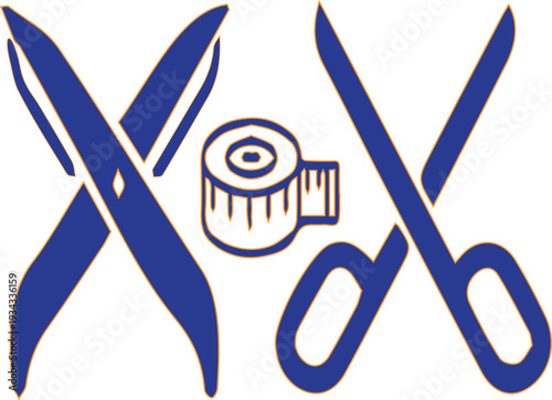 Scissors and thread spool logo