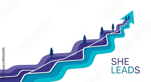 Empowered women in business leadership roles rising to success