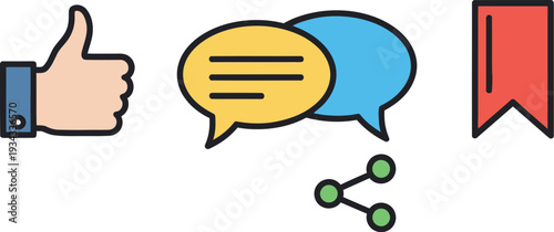 Vibrant communication icons for modern digital projects and social media