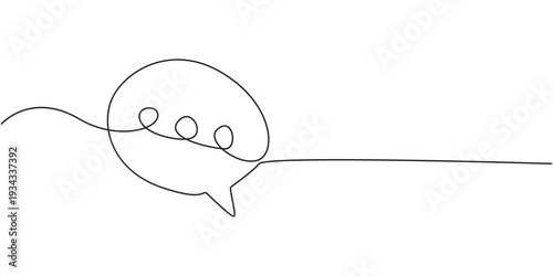 Speech bubbles continuous one line drawing, Empty speech bubbles minimalist linear black sketch vector illustration, Speech bubble continuous one line art drawing dual conversation dialogue speech
