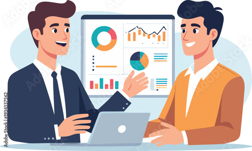  persone che controllano i dati aziendali ufficio lavoro casa computer vettoriale