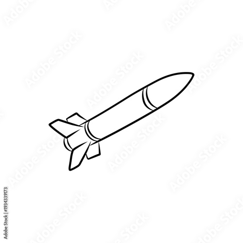Rocket missile ballistic weapon hand drawn doodle illustration