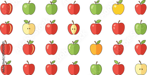 Vibrant colorful apple icons set for modern design