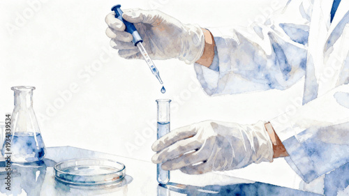 Lab Test Hand Scientist's hand isolated watercolor vector illustration svg