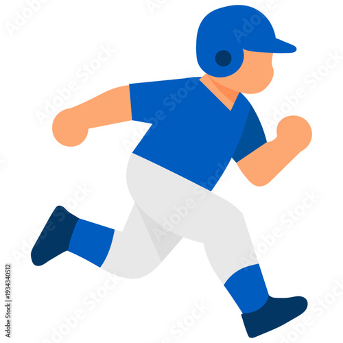 Baseball Player Running to First Base After Hit Vector Illustration