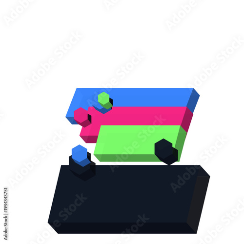 Sorting Chute Cascade geometric 3D facets sustainability vector icon