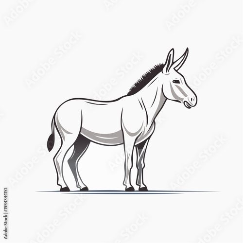 Illustration of a majestic white donkey standing proudly, a symbol of strength and resilience