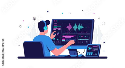 Audio Editor Working on Soundwave Software - Digital Music Production