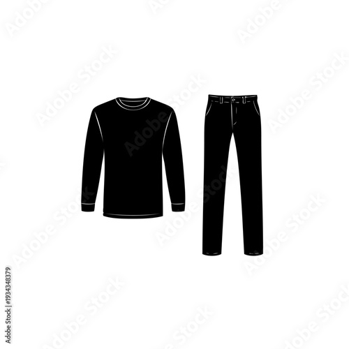 Stylish black long-sleeved shirt and pants outfit for men