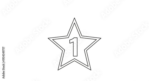 A simple outline drawing of a star with the number one inside.