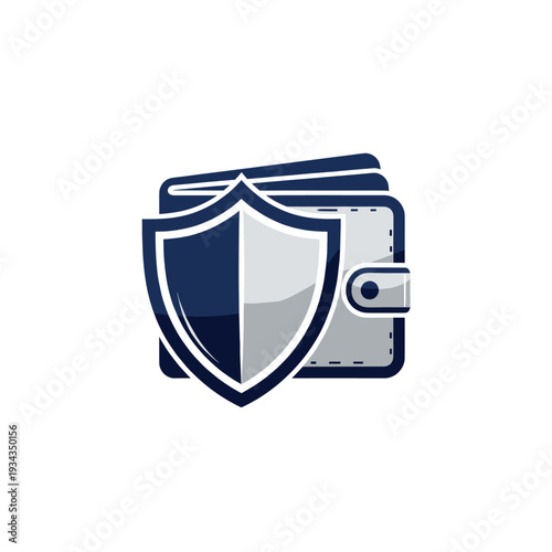 A stylized graphic of a wallet protected by a shield, symbolizing financial security and protection.