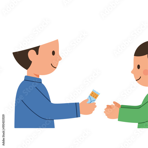 Two people exchanging a small packet