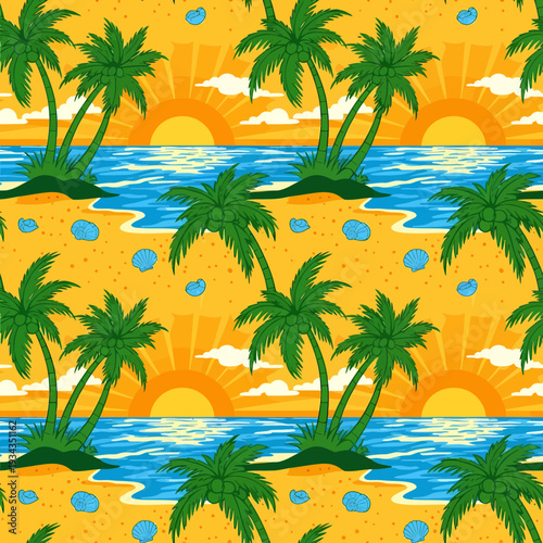 Palm Trees in a Vibrant Tropical Pattern.