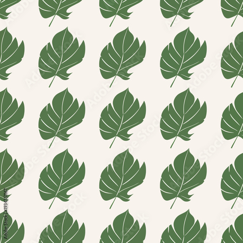 Repeating Green Leaf Pattern For Botanical Design.