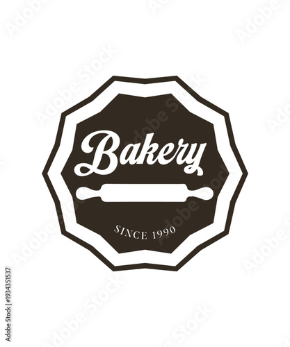 Black and white bakery logo, Bakery shop logo, Bakery Food Logo Template, Badge bakery logo