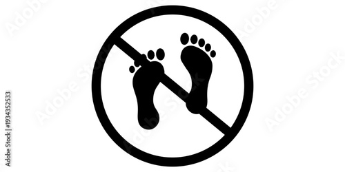 No foot print signs collection Silhouette flat icon design element.