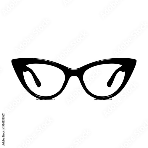 A pair of classic black cat-eye glasses with a bold frame design.