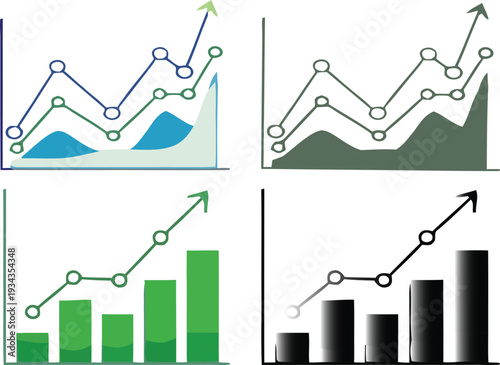 Collection of four different types of graphs and charts