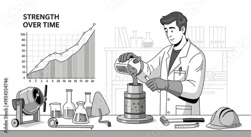 Scientist conducting material strength test in laboratory setting.