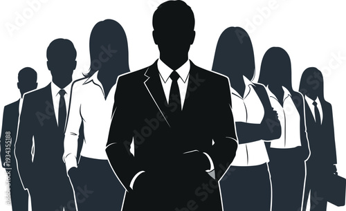 Silhouette of a strong business leader standing confidently before their.