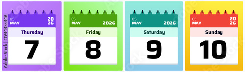 Clean and colorful daily calendar design presenting April 7,8,9,10 2026. Perfect for modern scheduling visuals, printable planners, and digital reminder applications