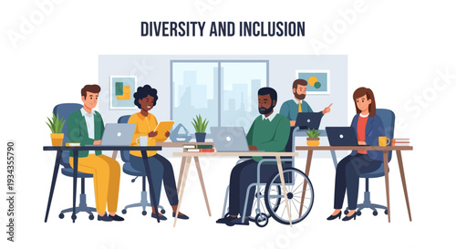 Diverse and Inclusive Team Working in a Modern Office | Multicultural Business Professionals Collaborating on Projects