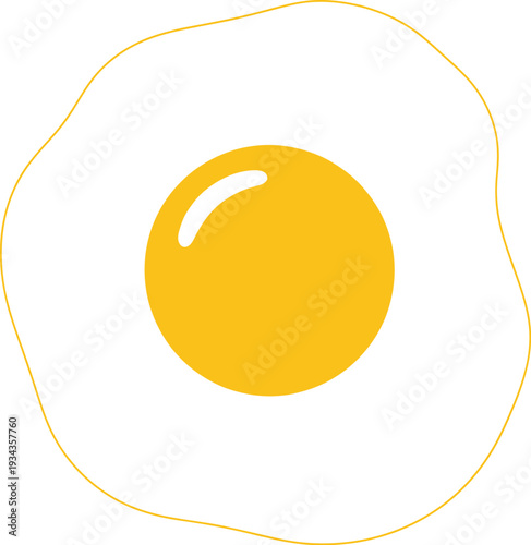 Simple fried egg illustration features bright yellow yolk on white.