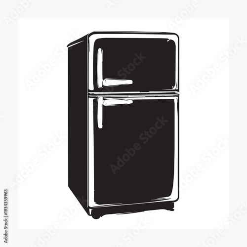 retro refrigerator isolated on white background