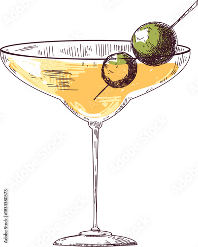 Martini Cocktail with Olives