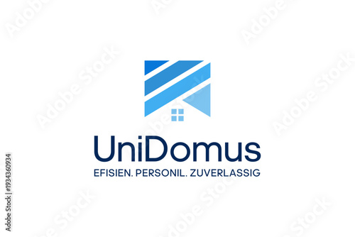 UniDomus Logo with Blue Abstract House Symbol. Free Download UniDomus Logo with Blue Abstract House Symbol. - GFXLoad