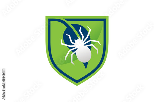 Pest Control Shield Emblem with Spider Icon.