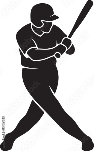 A black and white image of a baseball player swinging a bat