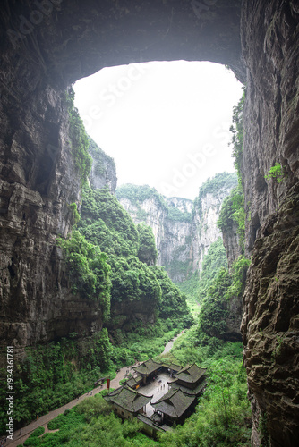 Scenery of the Three Natural Bridges in Wulong, Chongqing, China.